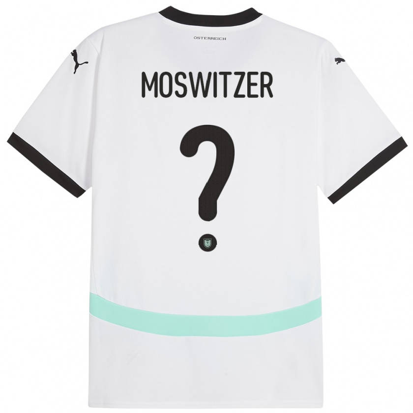 Kandiny Niño Camiseta Austria Marcel Moswitzer #0 Blanco 2ª Equipación 24-26 La Camisa Chile