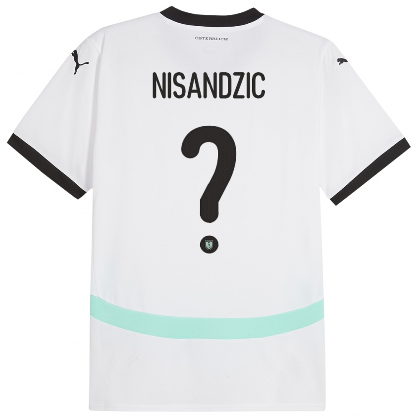 Kandiny Niño Camiseta Austria Dominik Nisandzic #0 Blanco 2ª Equipación 24-26 La Camisa Chile