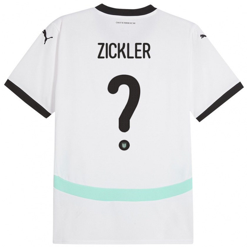 Kandiny Niño Camiseta Austria Jakob Zickler #0 Blanco 2ª Equipación 24-26 La Camisa Chile