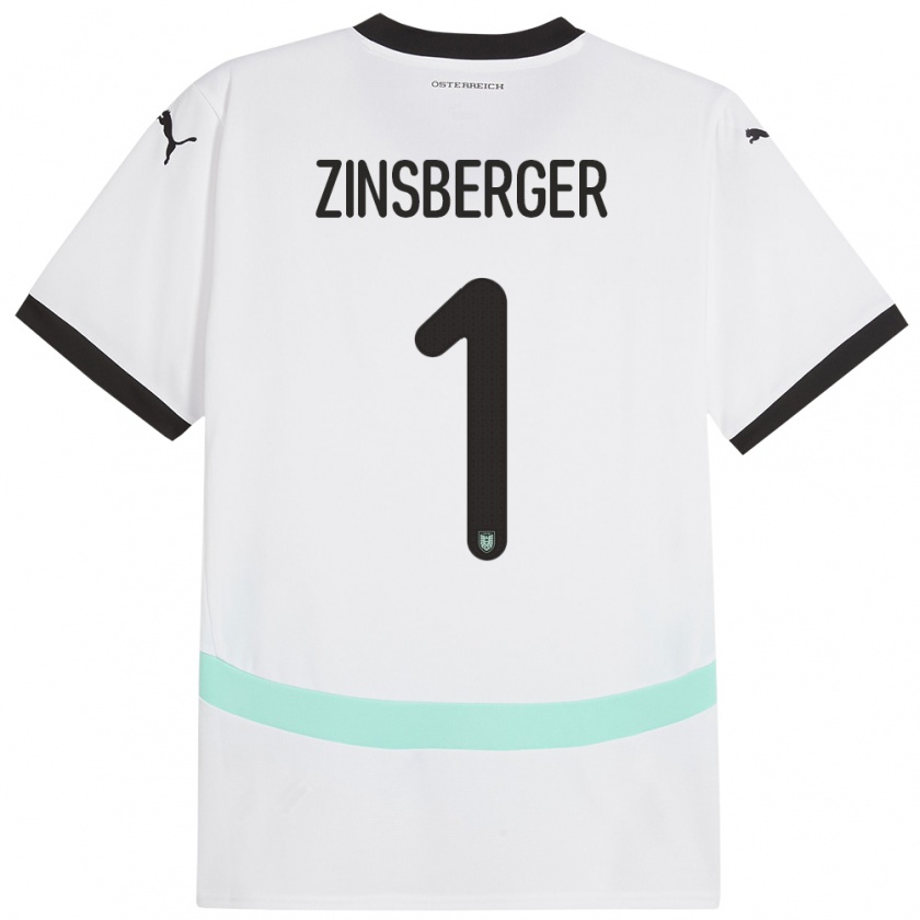 Kandiny Niño Camiseta Austria Manuela Zinsberger #1 Blanco 2ª Equipación 24-26 La Camisa Chile