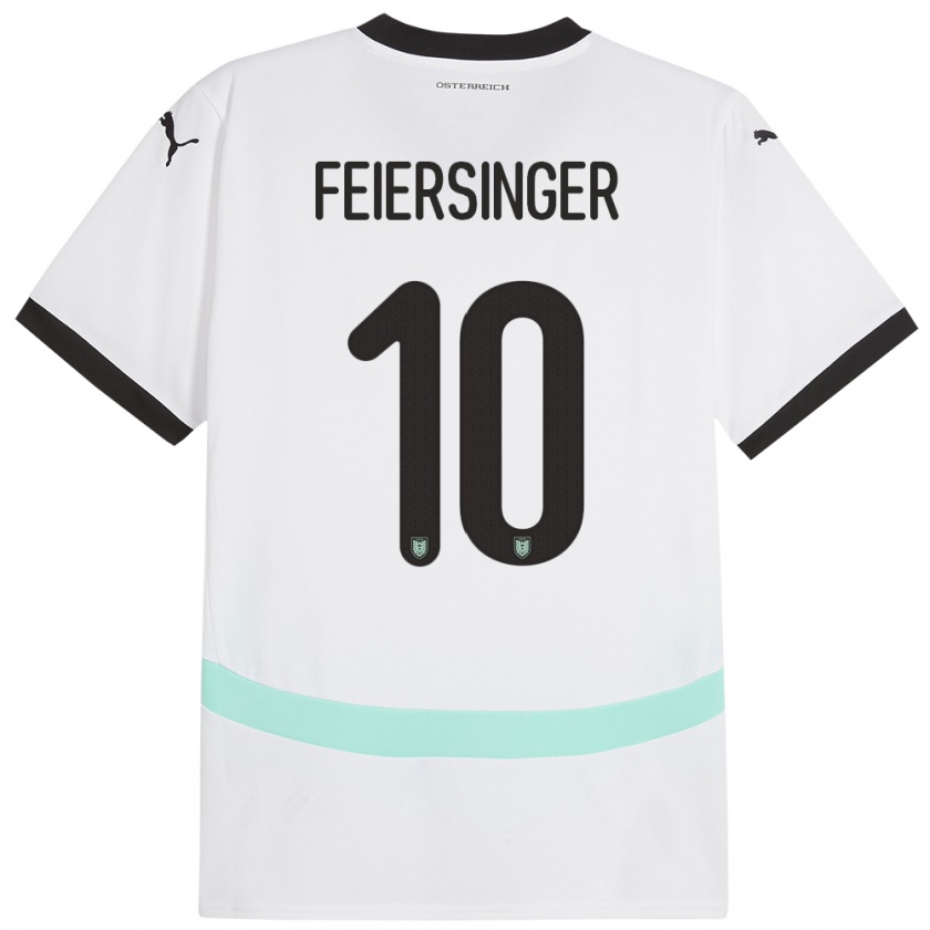 Kandiny Niño Camiseta Austria Laura Feiersinger #10 Blanco 2ª Equipación 24-26 La Camisa Chile