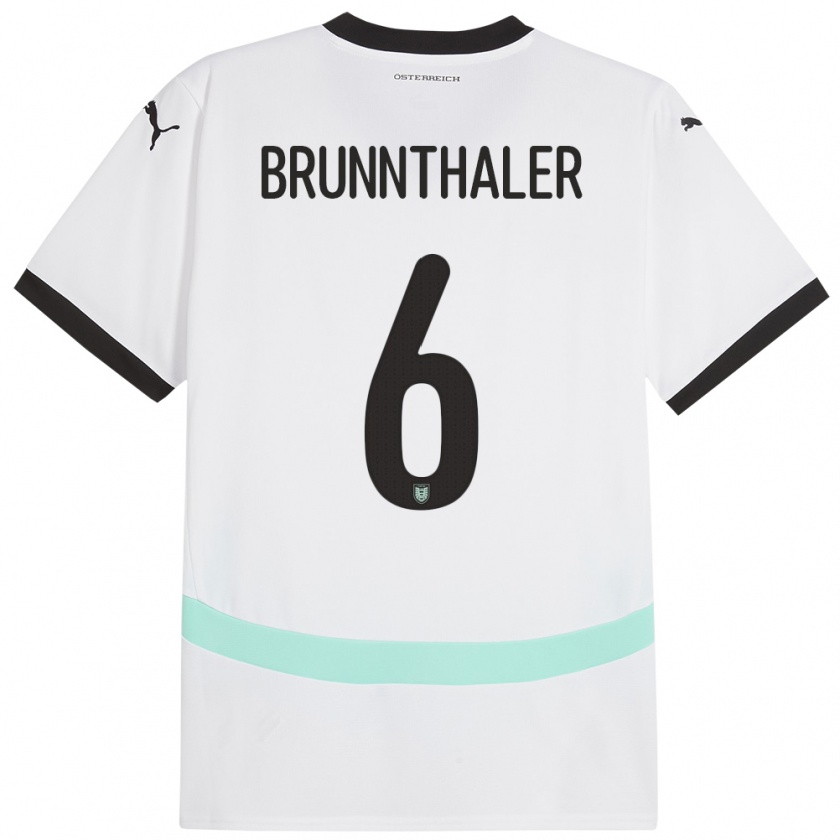 Kandiny Niño Camiseta Austria Melanie Brunnthaler #6 Blanco 2ª Equipación 24-26 La Camisa Chile