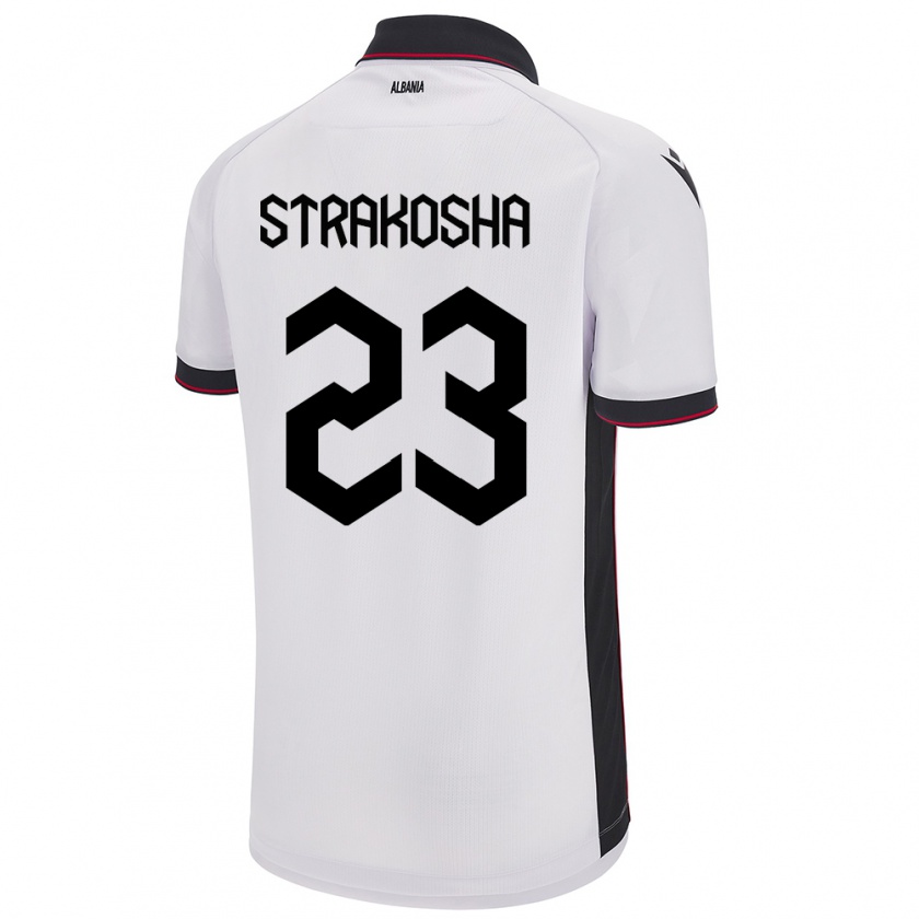 Kandiny Niño Camiseta Albania Thomas Strakosha #23 Blanco 2ª Equipación 24-26 La Camisa Chile