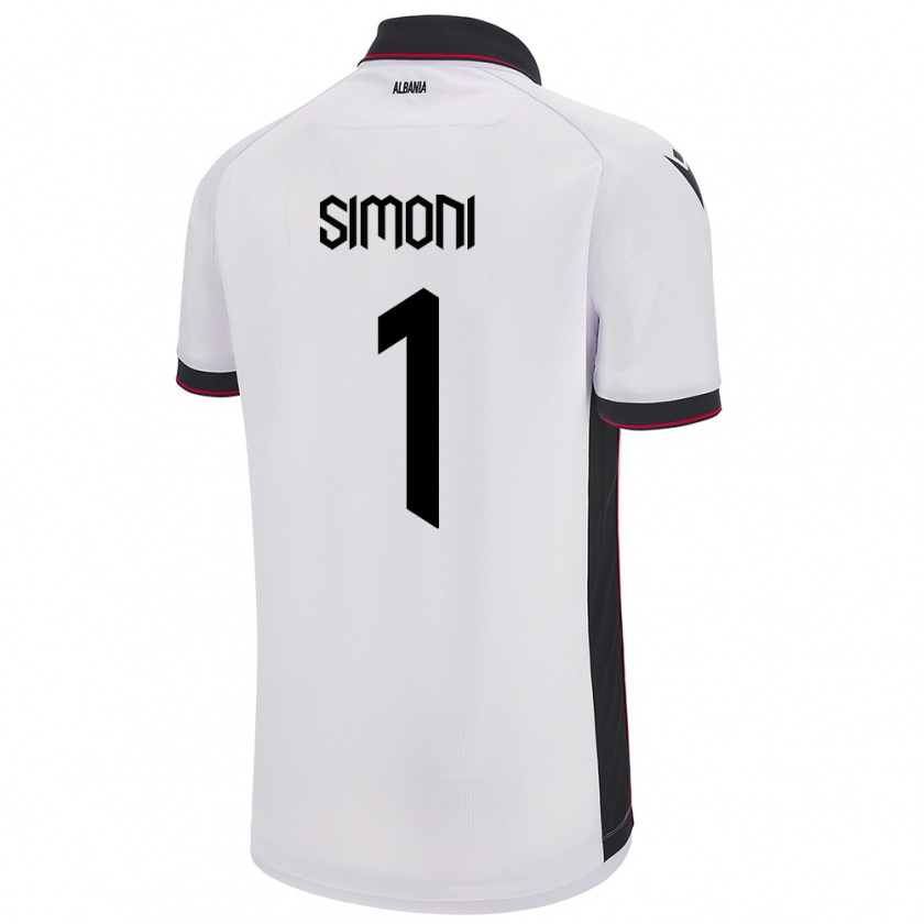 Kandiny Niño Camiseta Albania Simon Simoni #1 Blanco 2ª Equipación 24-26 La Camisa Chile