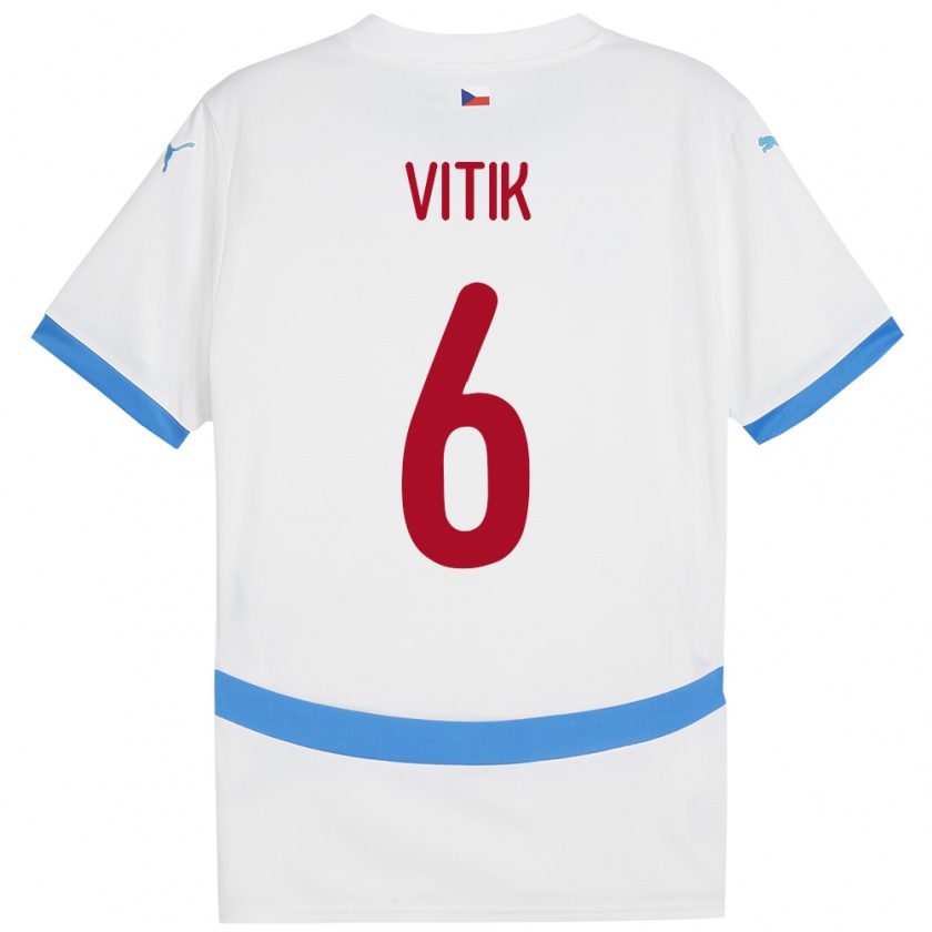 Kandiny Niño Camiseta Chequia Martin Vitík #6 Blanco 2ª Equipación 24-26 La Camisa Chile