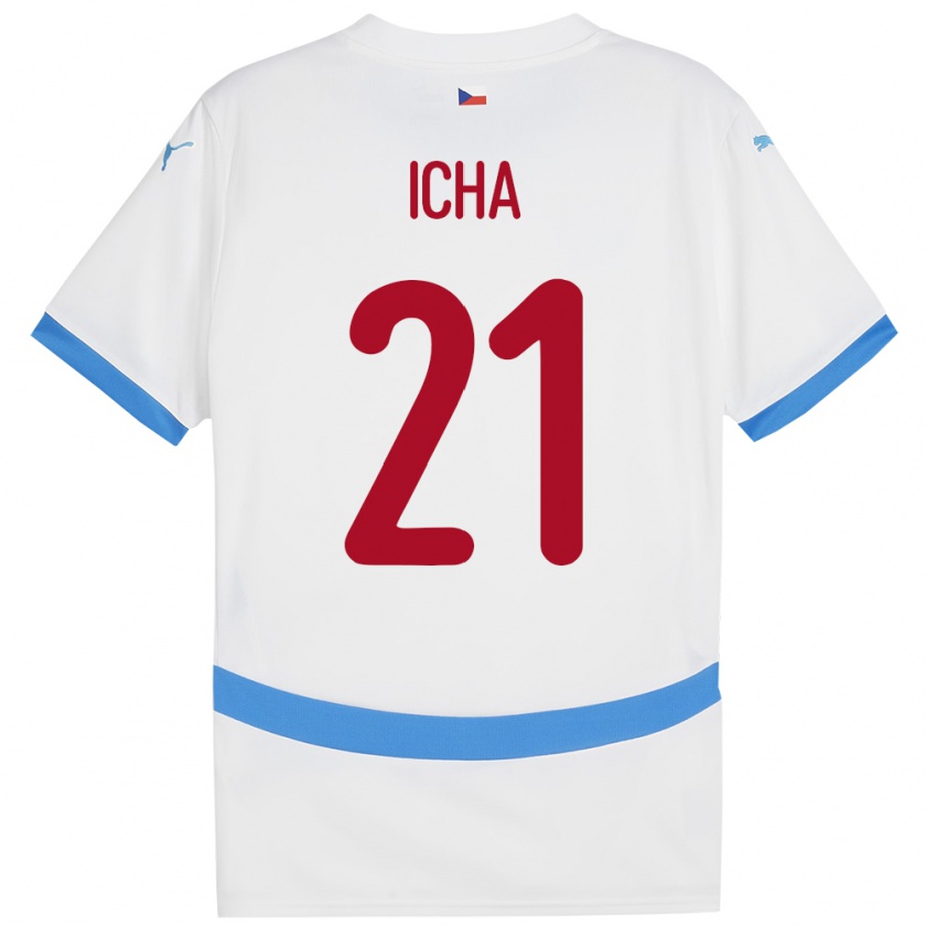 Kandiny Niño Camiseta Chequia Marek Icha #21 Blanco 2ª Equipación 24-26 La Camisa Chile