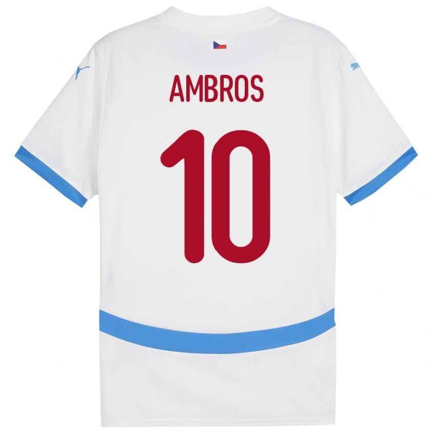 Kandiny Niño Camiseta Chequia Lukas Ambros #10 Blanco 2ª Equipación 24-26 La Camisa Chile