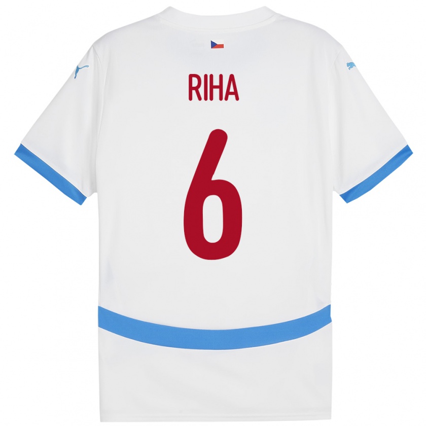 Kandiny Niño Camiseta Chequia Ferdinand Riha #6 Blanco 2ª Equipación 24-26 La Camisa Chile