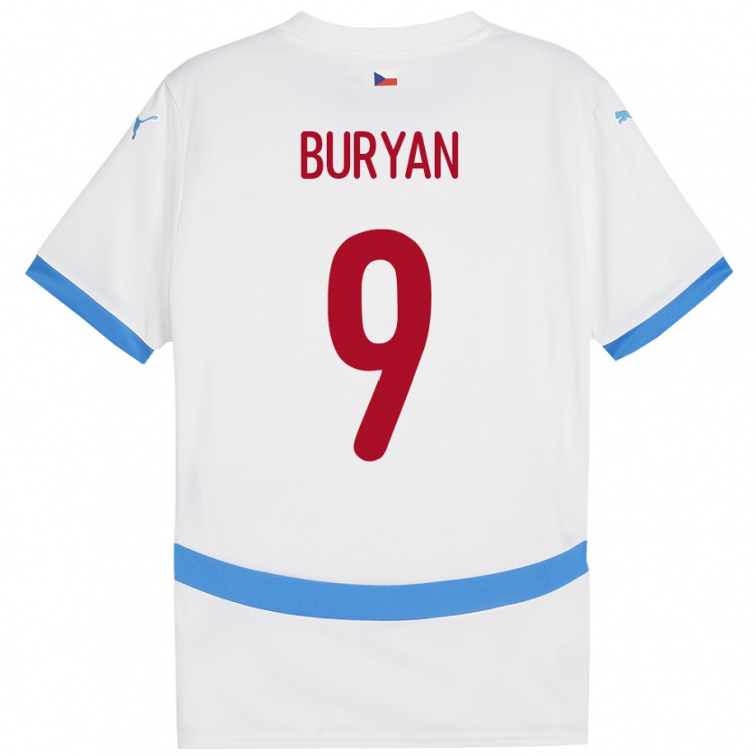 Kandiny Niño Camiseta Chequia Jan Buryan #9 Blanco 2ª Equipación 24-26 La Camisa Chile