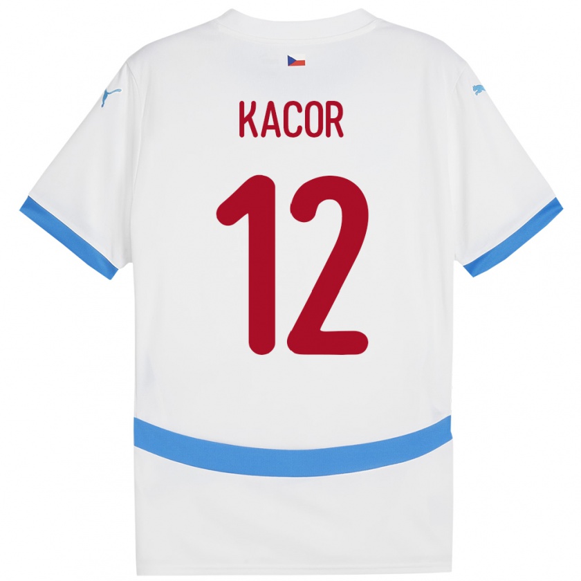 Kandiny Niño Camiseta Chequia Pavel Kacor #12 Blanco 2ª Equipación 24-26 La Camisa Chile