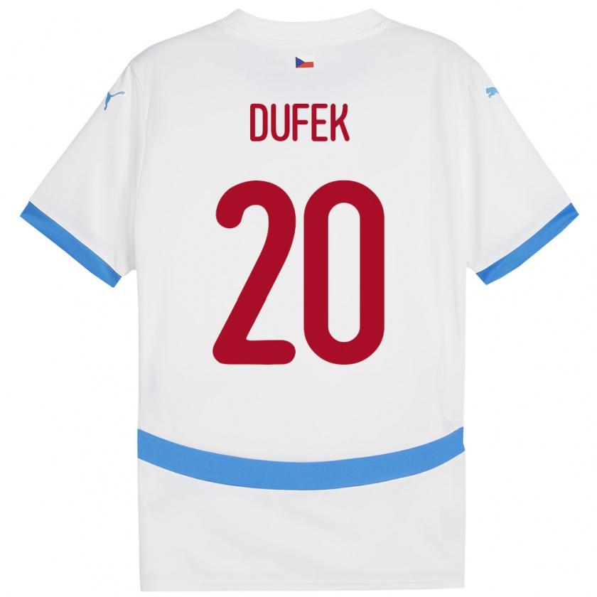 Kandiny Niño Camiseta Chequia Jakub Dufek #20 Blanco 2ª Equipación 24-26 La Camisa Chile