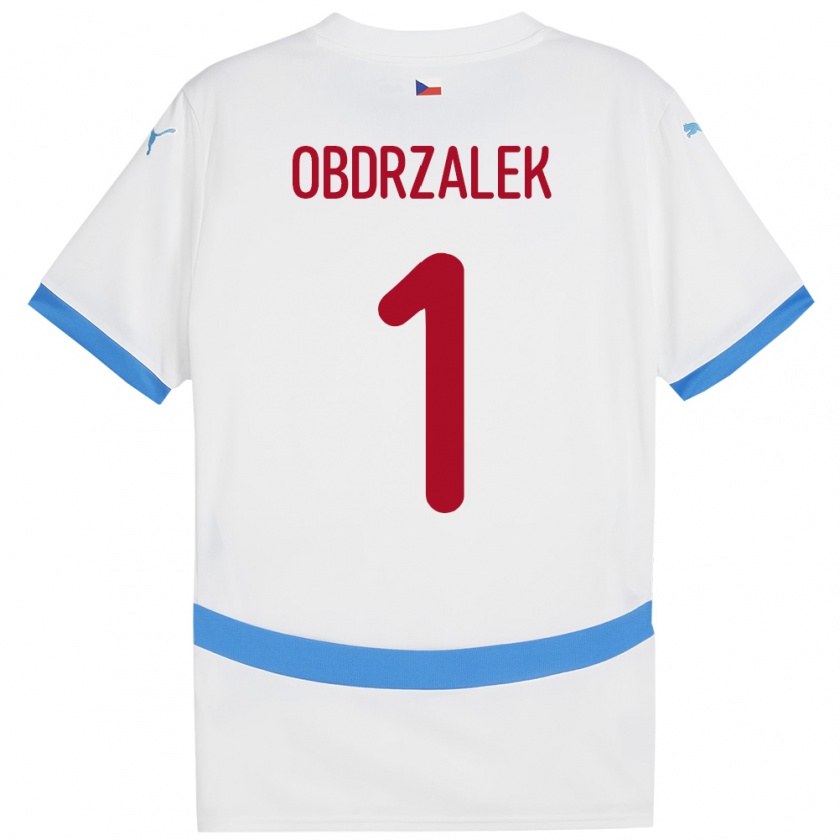 Kandiny Niño Camiseta Chequia Marek Obdrzalek #1 Blanco 2ª Equipación 24-26 La Camisa Chile