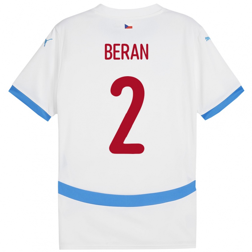 Kandiny Niño Camiseta Chequia Stepan Beran #2 Blanco 2ª Equipación 24-26 La Camisa Chile