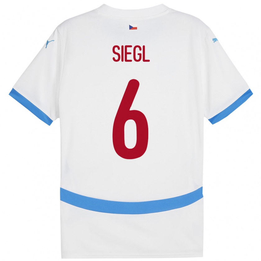 Kandiny Niño Camiseta Chequia Patrik Siegl #6 Blanco 2ª Equipación 24-26 La Camisa Chile