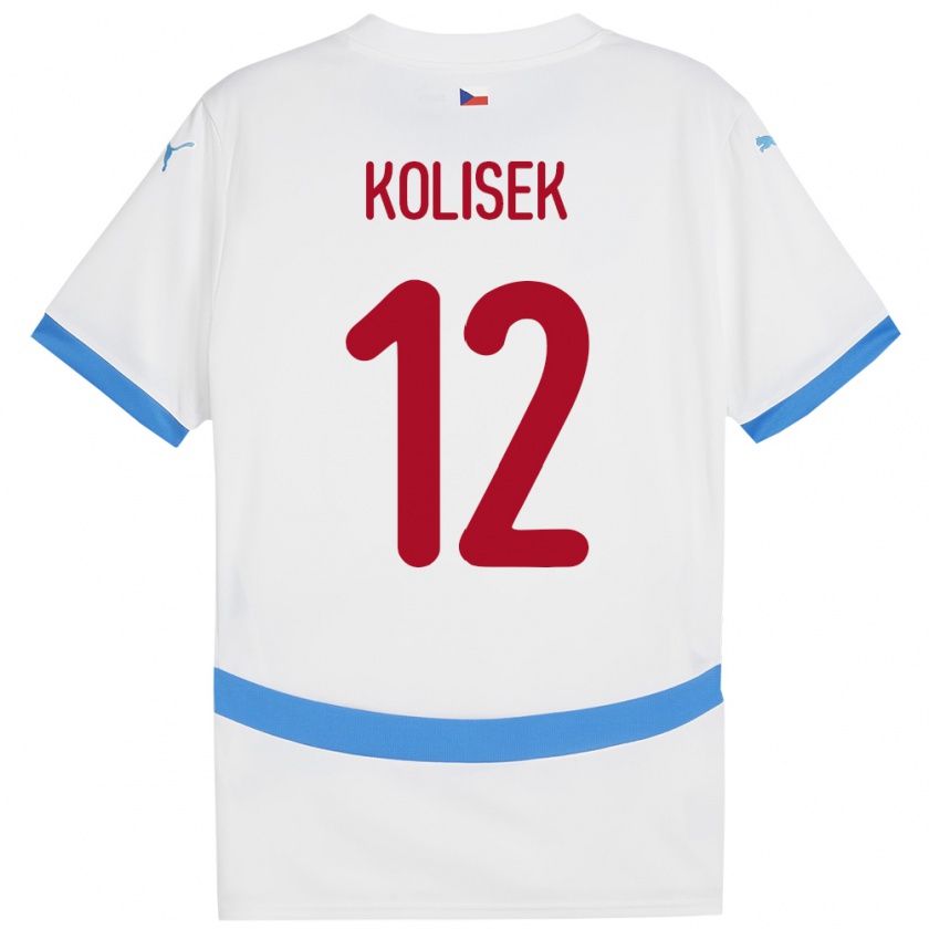 Kandiny Niño Camiseta Chequia Jakub Kolisek #12 Blanco 2ª Equipación 24-26 La Camisa Chile