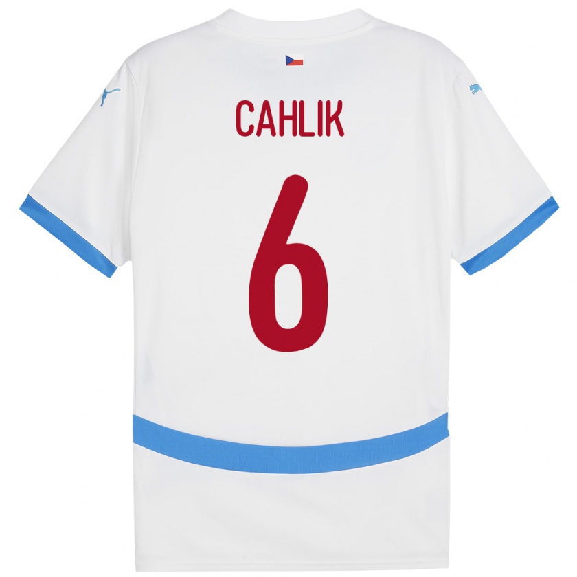 Kandiny Niño Camiseta Chequia Jakub Cahlik #6 Blanco 2ª Equipación 24-26 La Camisa Chile