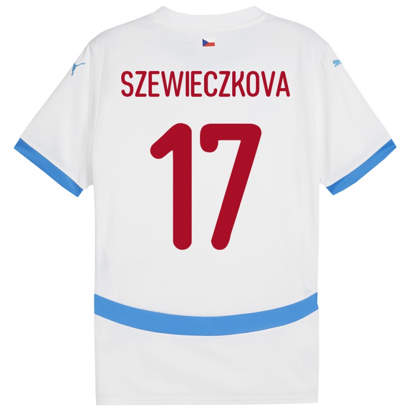 Kandiny Niño Camiseta Chequia Tereza Szewieczková #17 Blanco 2ª Equipación 24-26 La Camisa Chile