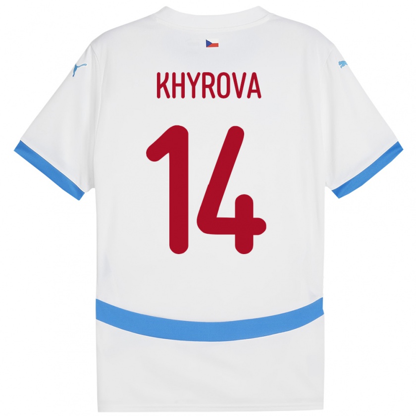 Kandiny Niño Camiseta Chequia Michaela Khýrová #14 Blanco 2ª Equipación 24-26 La Camisa Chile