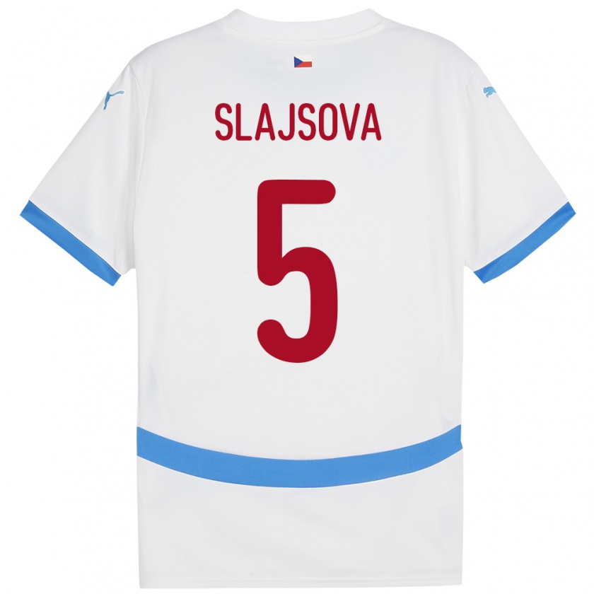 Kandiny Niño Camiseta Chequia Gabriela Šlajsová #5 Blanco 2ª Equipación 24-26 La Camisa Chile