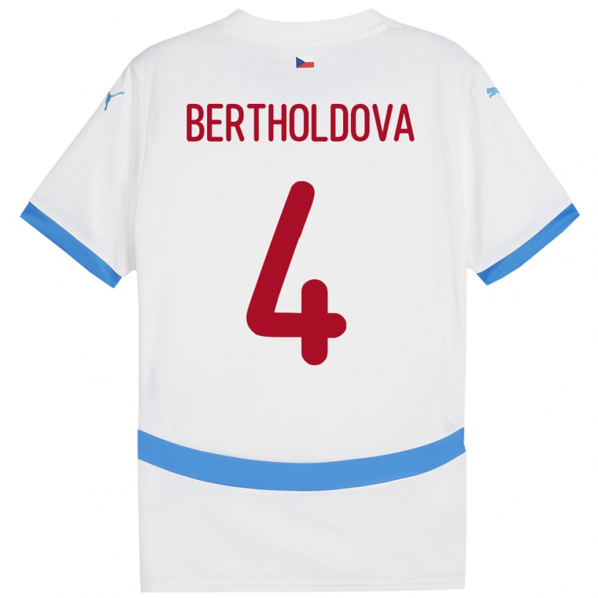 Kandiny Niño Camiseta Chequia Petra Bertholdová #4 Blanco 2ª Equipación 24-26 La Camisa Chile