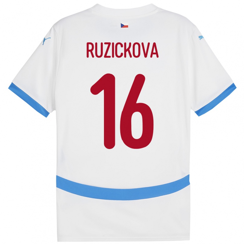 Kandiny Niño Camiseta Chequia Barbora Růžičková #16 Blanco 2ª Equipación 24-26 La Camisa Chile