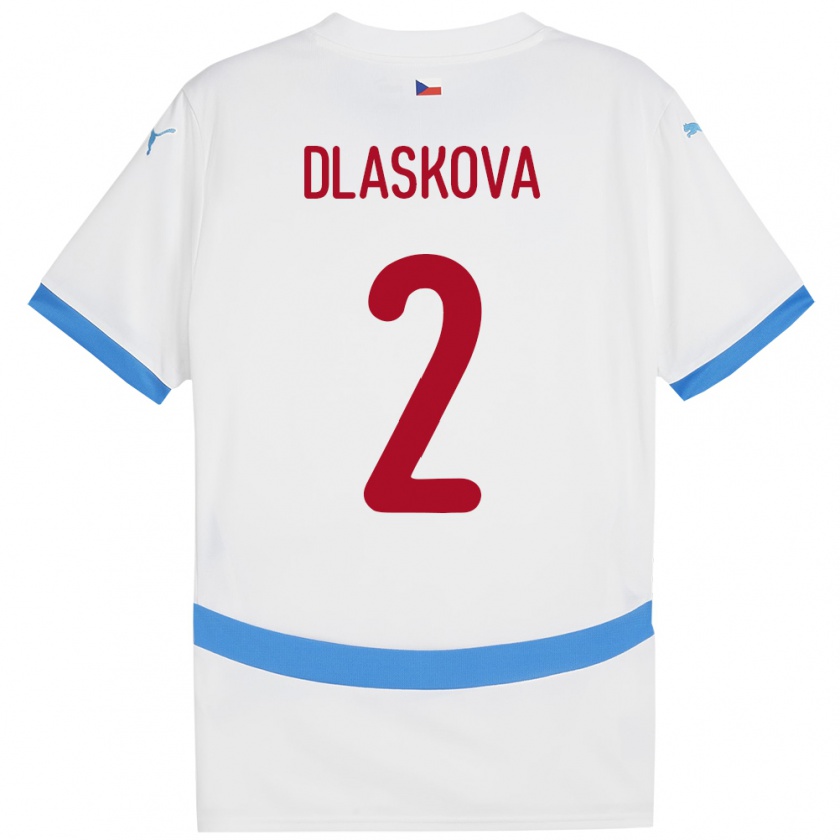 Kandiny Niño Camiseta Chequia Anna Dlasková #2 Blanco 2ª Equipación 24-26 La Camisa Chile