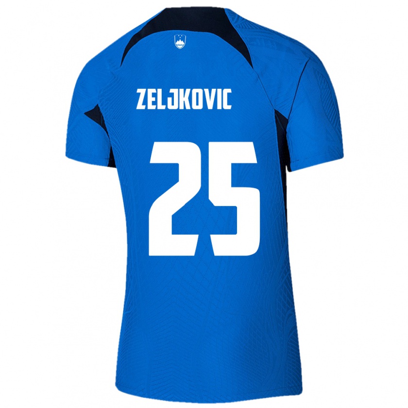 Kandiny Niño Camiseta Eslovenia Adrian Zeljkovic #25 Azul 2ª Equipación 24-26 La Camisa Chile