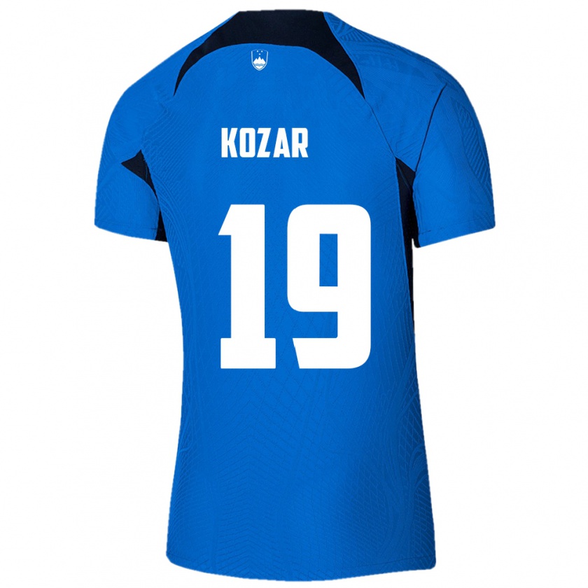 Kandiny Niño Camiseta Eslovenia Kristjan Kozar #19 Azul 2ª Equipación 24-26 La Camisa Chile