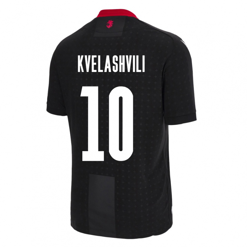 Kandiny Niño Camiseta Georgia Nikoloz Kvelashvili #10 Negro 2ª Equipación 24-26 La Camisa Chile