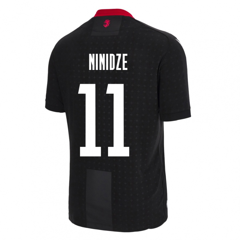 Kandiny Niño Camiseta Georgia Nikoloz Ninidze #11 Negro 2ª Equipación 24-26 La Camisa Chile