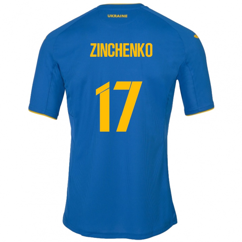 Kandiny Niño Camiseta Ucrania Oleksandr Zinchenko #17 Azul 2ª Equipación 24-26 La Camisa Chile