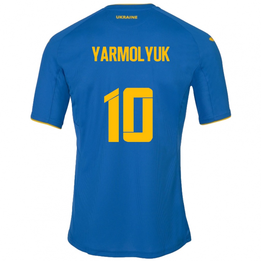 Kandiny Niño Camiseta Ucrania Yegor Yarmolyuk #10 Azul 2ª Equipación 24-26 La Camisa Chile