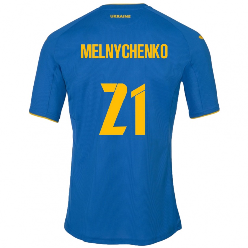 Kandiny Niño Camiseta Ucrania Maksym Melnychenko #21 Azul 2ª Equipación 24-26 La Camisa Chile