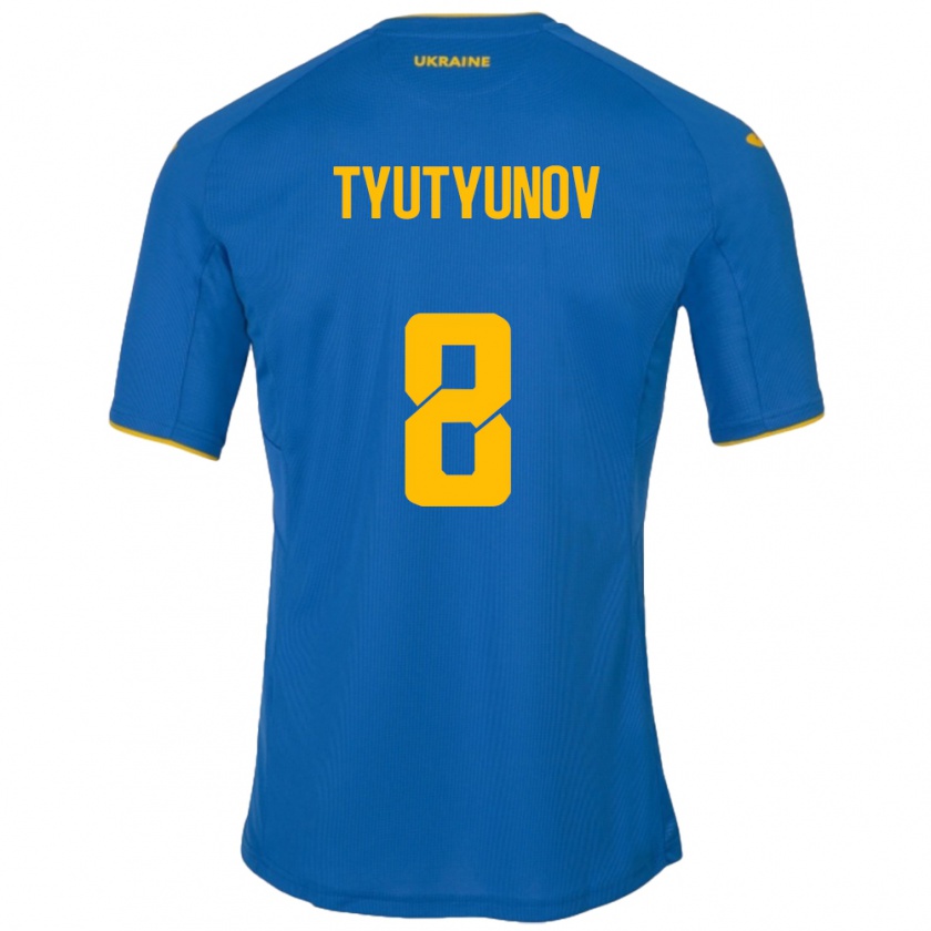 Kandiny Niño Camiseta Ucrania Vladyslav Tyutyunov #8 Azul 2ª Equipación 24-26 La Camisa Chile