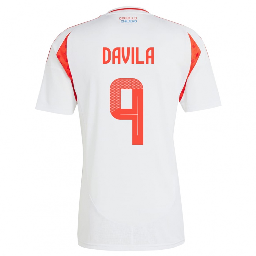 Kandiny Niño Camiseta Chile Víctor Dávila #9 Blanco 2ª Equipación 24-26 La Camisa Chile