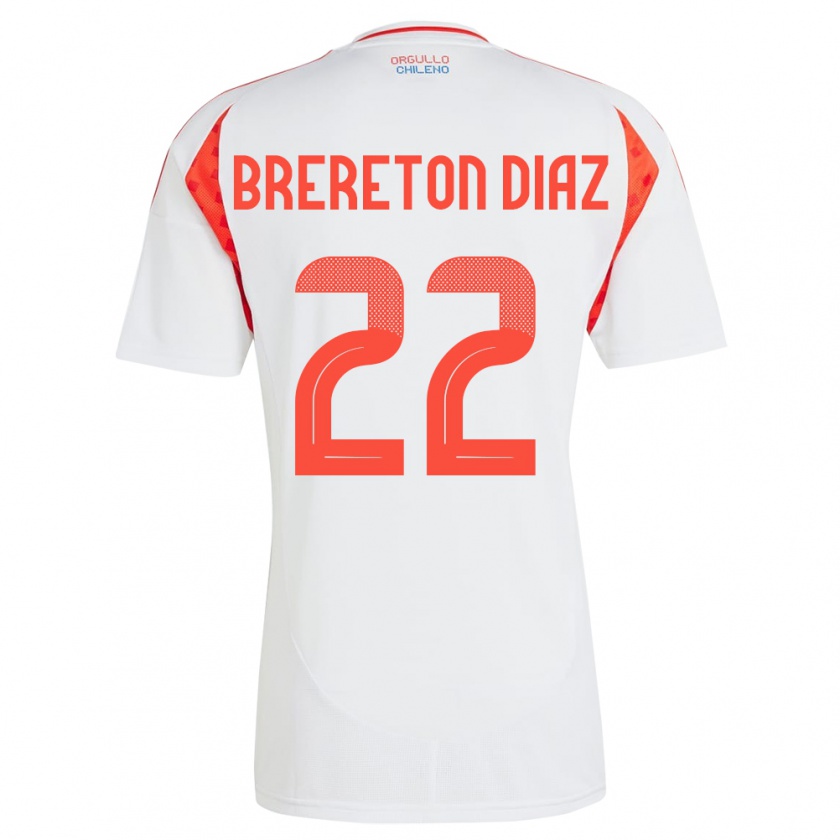 Kandiny Niño Camiseta Chile Ben Brereton Díaz #22 Blanco 2ª Equipación 24-26 La Camisa Chile