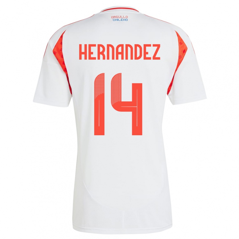 Kandiny Niño Camiseta Chile Leandro Hernández #14 Blanco 2ª Equipación 24-26 La Camisa Chile