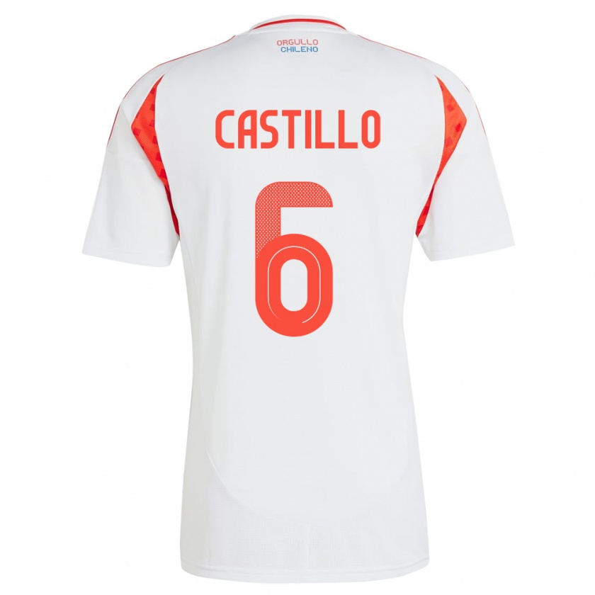 Kandiny Niño Camiseta Chile Cristóbal Castillo #6 Blanco 2ª Equipación 24-26 La Camisa Chile