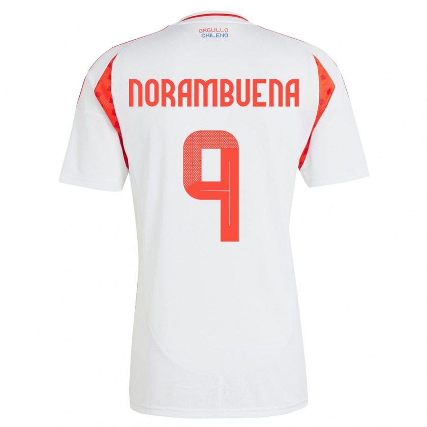 Kandiny Niño Camiseta Chile Gabriel Norambuena #9 Blanco 2ª Equipación 24-26 La Camisa Chile