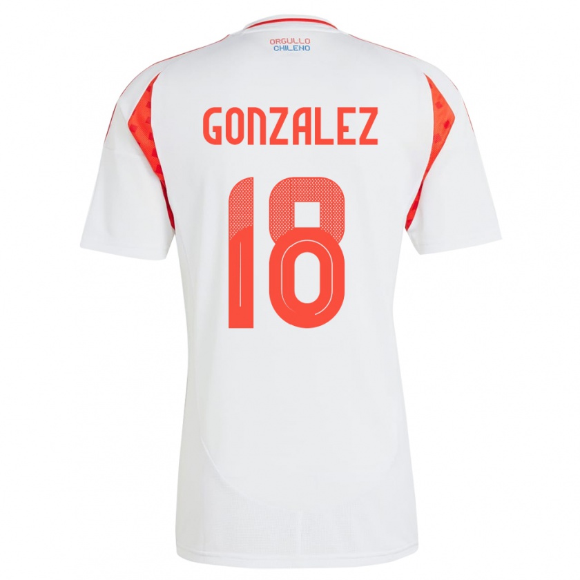 Kandiny Niño Camiseta Chile Bryan González #18 Blanco 2ª Equipación 24-26 La Camisa Chile