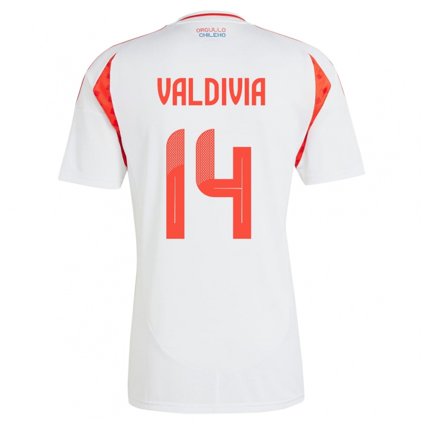 Kandiny Niño Camiseta Chile Felipe Valdivia #14 Blanco 2ª Equipación 24-26 La Camisa Chile