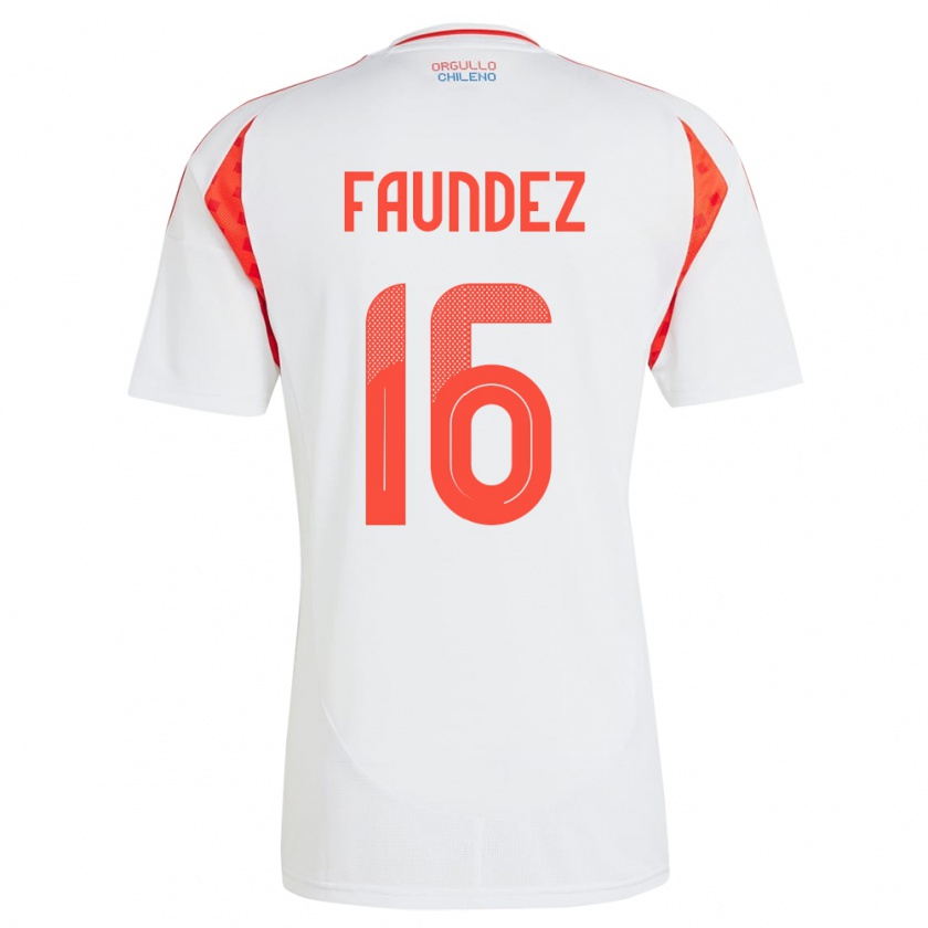 Kandiny Niño Camiseta Chile Felipe Faúndez #16 Blanco 2ª Equipación 24-26 La Camisa Chile