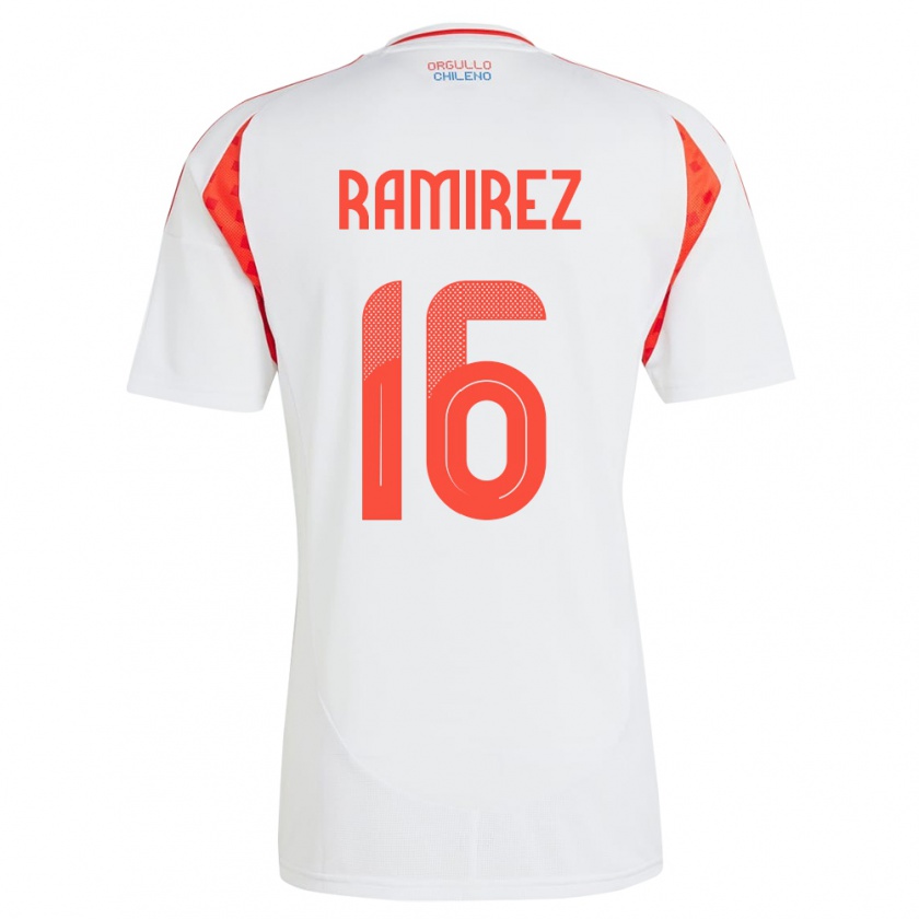 Kandiny Niño Camiseta Chile Vicente Ramírez #16 Blanco 2ª Equipación 24-26 La Camisa Chile