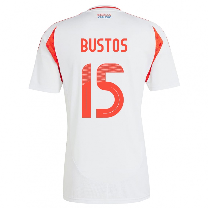 Kandiny Niño Camiseta Chile Melissa Bustos #15 Blanco 2ª Equipación 24-26 La Camisa Chile