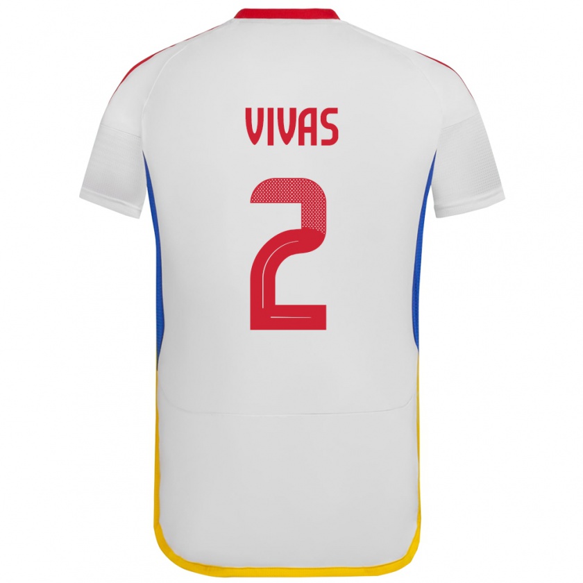 Kandiny Niño Camiseta Venezuela Carlos Vivas #2 Blanco 2ª Equipación 24-26 La Camisa Chile