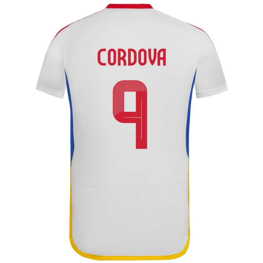 Kandiny Niño Camiseta Venezuela Sergio Córdova #9 Blanco 2ª Equipación 24-26 La Camisa Chile