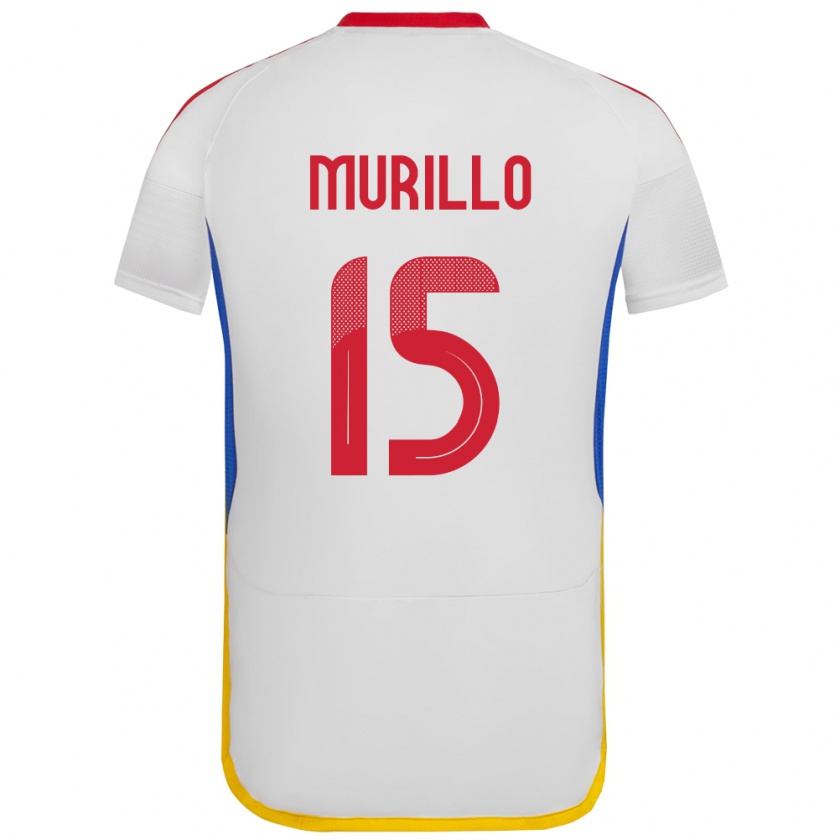 Kandiny Niño Camiseta Venezuela Jhon Murillo #15 Blanco 2ª Equipación 24-26 La Camisa Chile