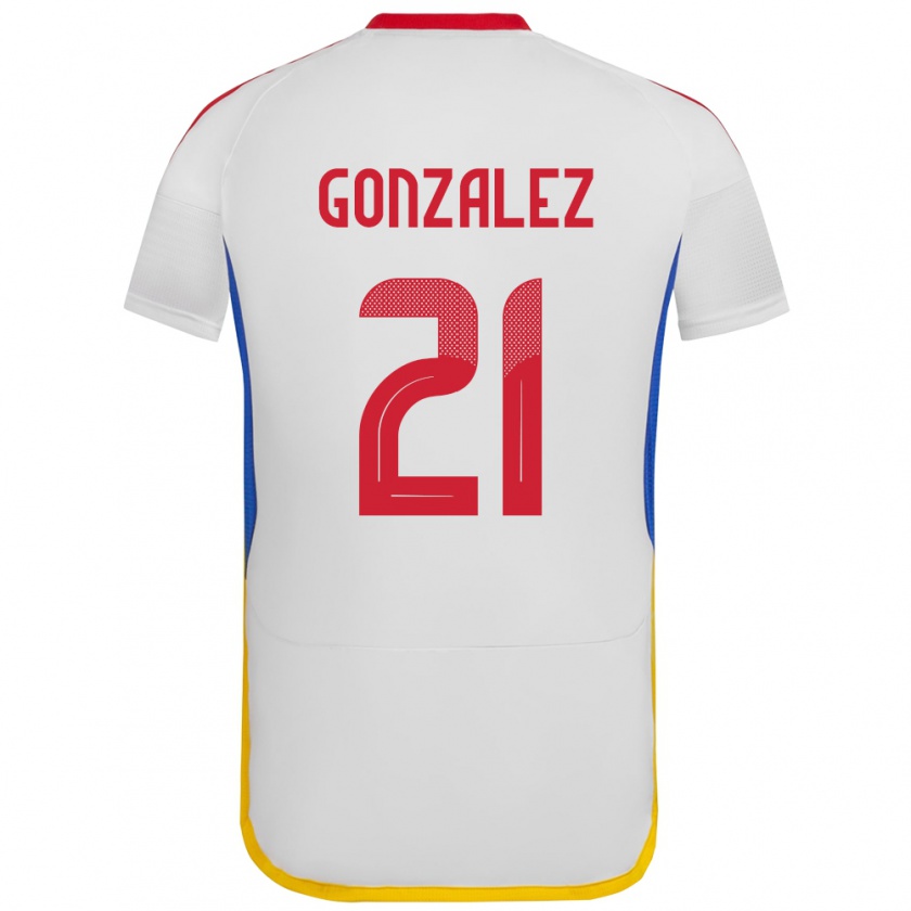 Kandiny Niño Camiseta Venezuela Alexander González #21 Blanco 2ª Equipación 24-26 La Camisa Chile