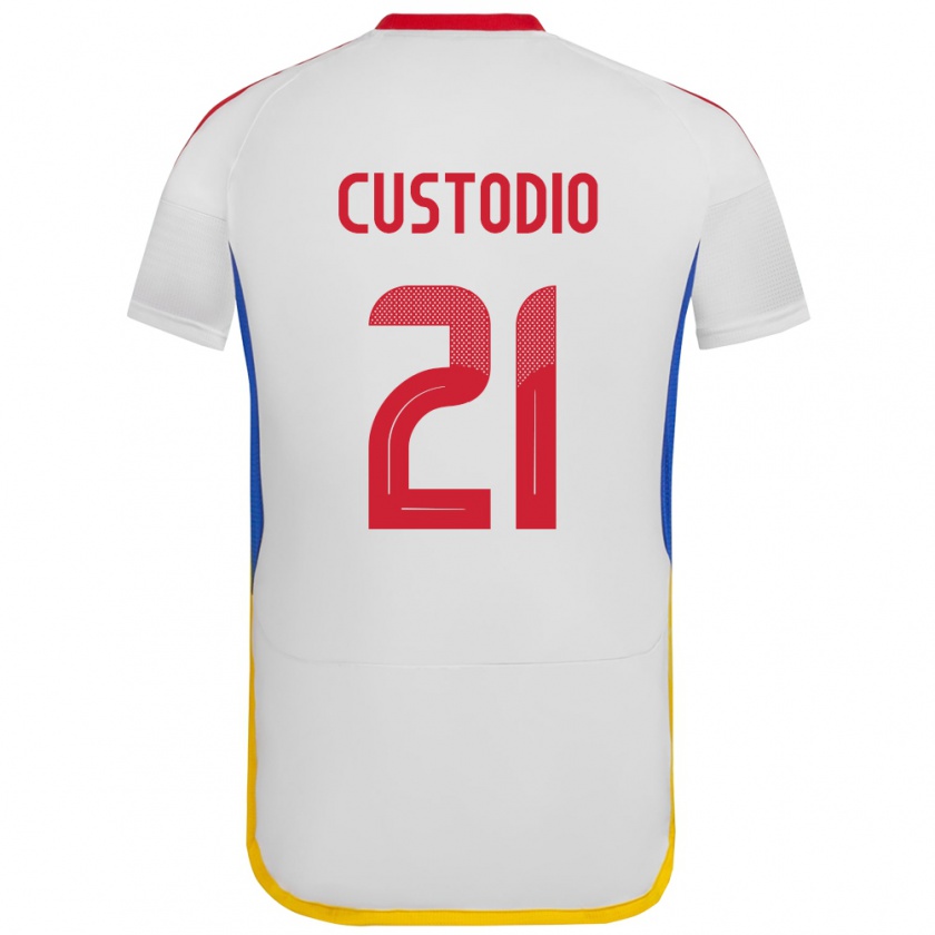 Kandiny Niño Camiseta Venezuela Alex Custodio #21 Blanco 2ª Equipación 24-26 La Camisa Chile