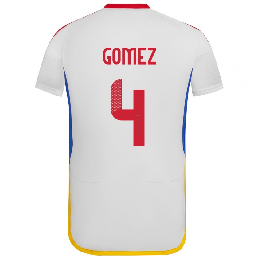 Kandiny Niño Camiseta Venezuela Santiago Gómez #4 Blanco 2ª Equipación 24-26 La Camisa Chile